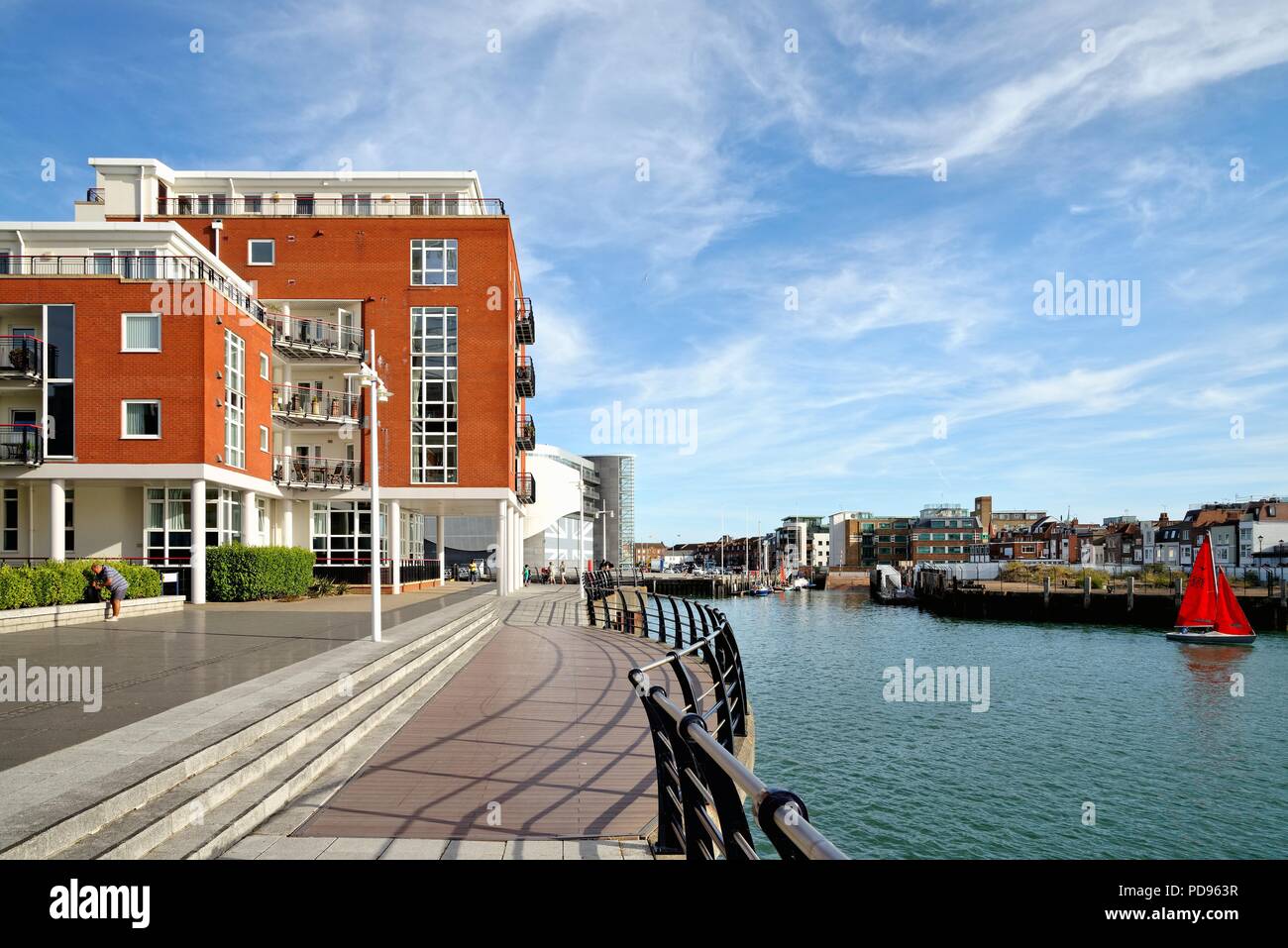 Modern residential apartments on the waterfront at Gunwharf Quays Portsmouth harbour Hampshire