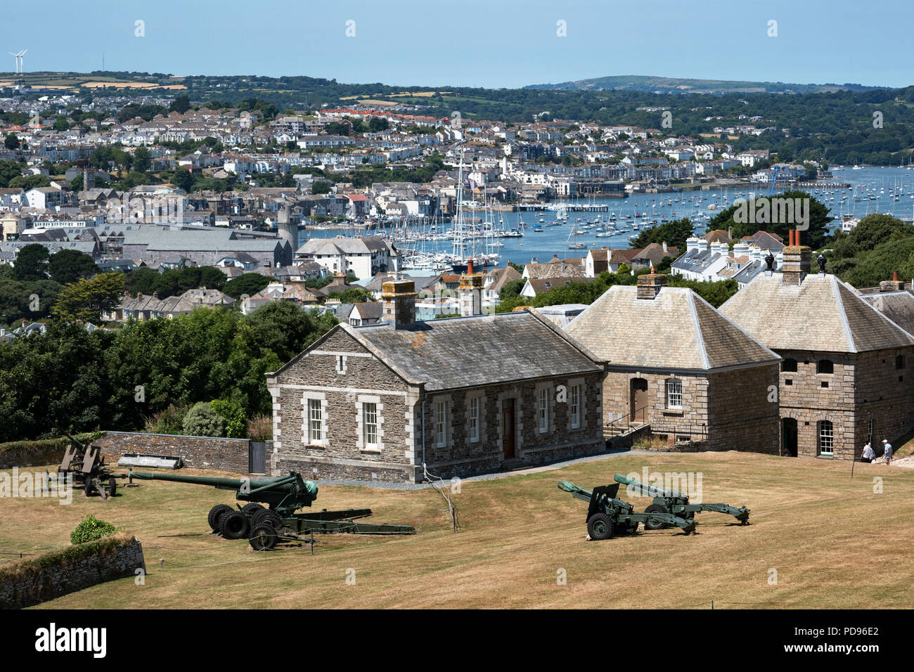 the town of falmouth in cornwall, england, uk, viewed from pendennis castle. Stock Photo