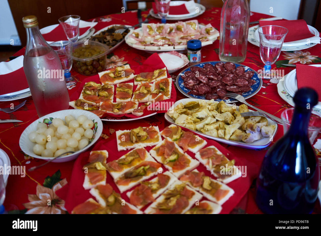 Close up view of a Christmas dinner table Stock Photo