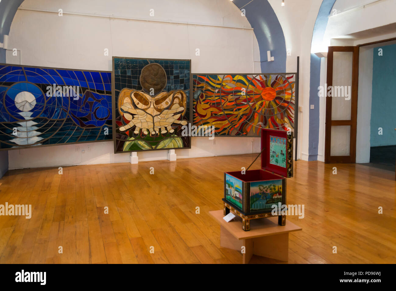 San Pedro Art Museum, located in a former 16th-century hospital, Indigenous art exhibition, Puebla, Mexico Stock Photo
