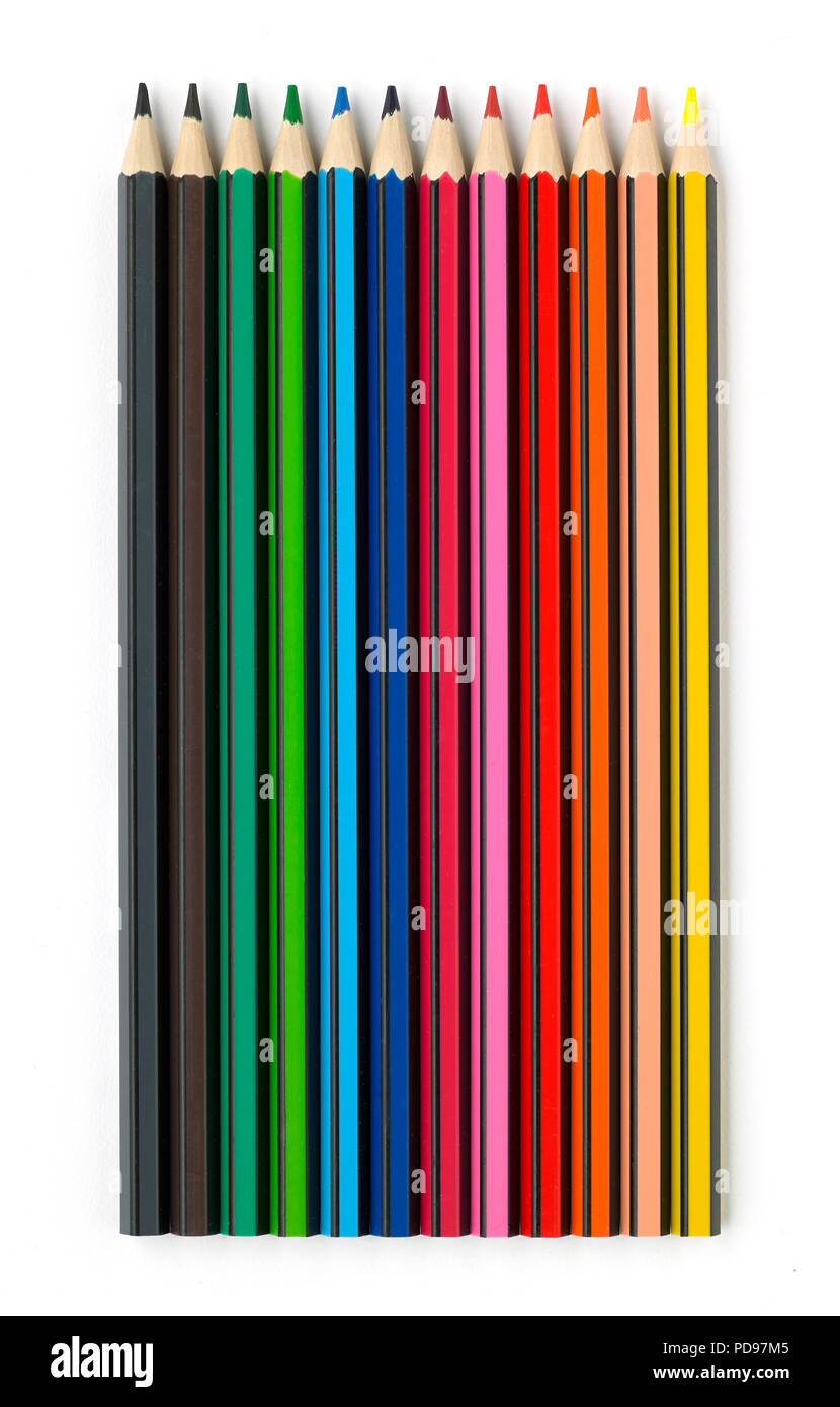 Row of coloured pencils Stock Photo