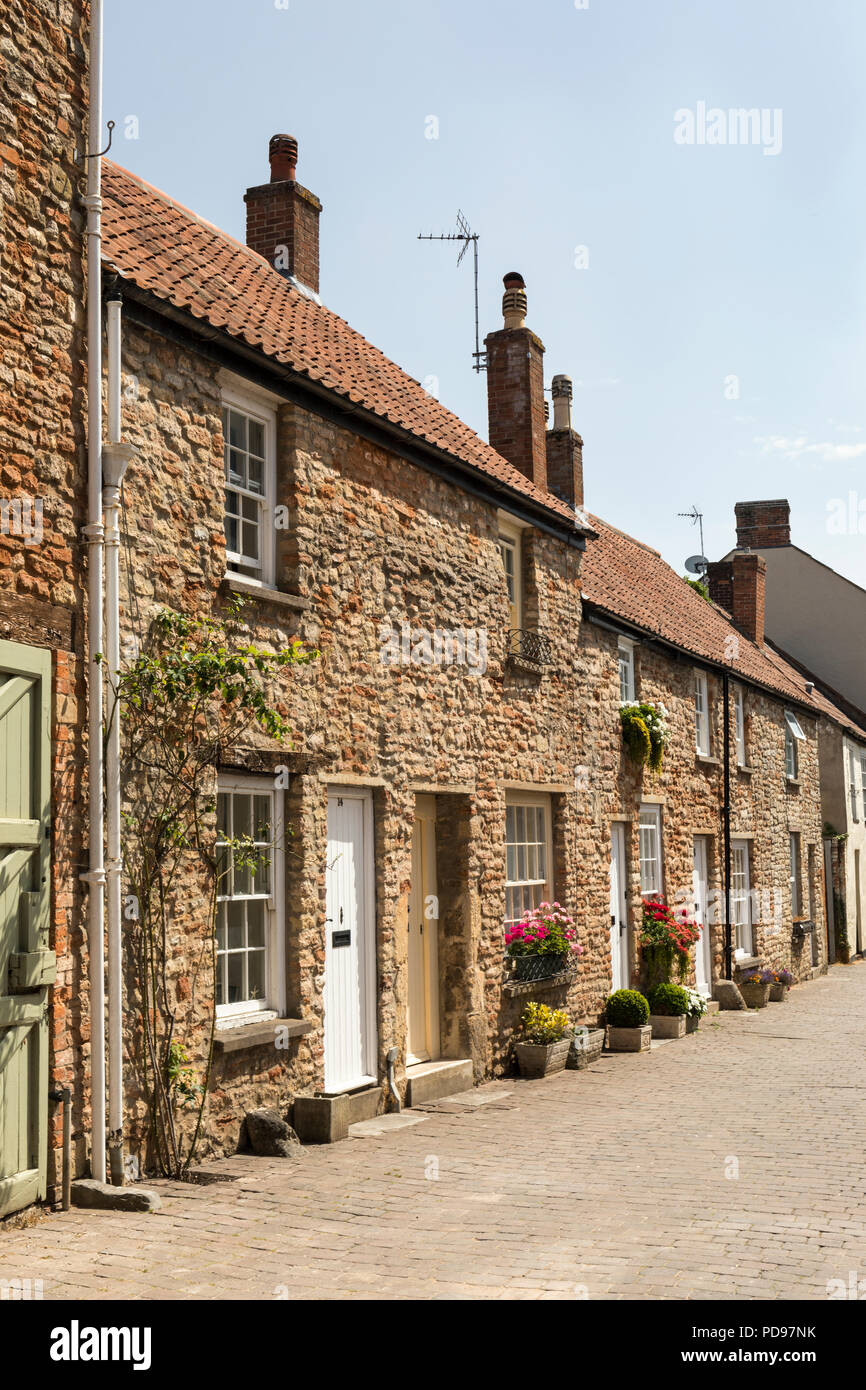Terraced houses in Union Street, Wells, Somerset, England, UK Stock