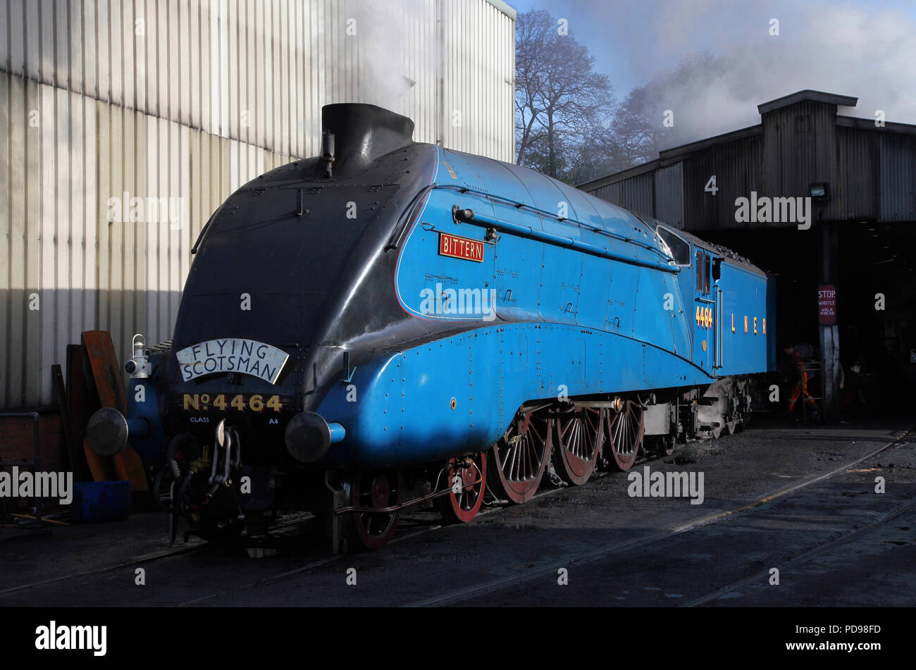 4464 Bittern pause at Grosmont shed on the NYMR.6.5.12 Stock Photo