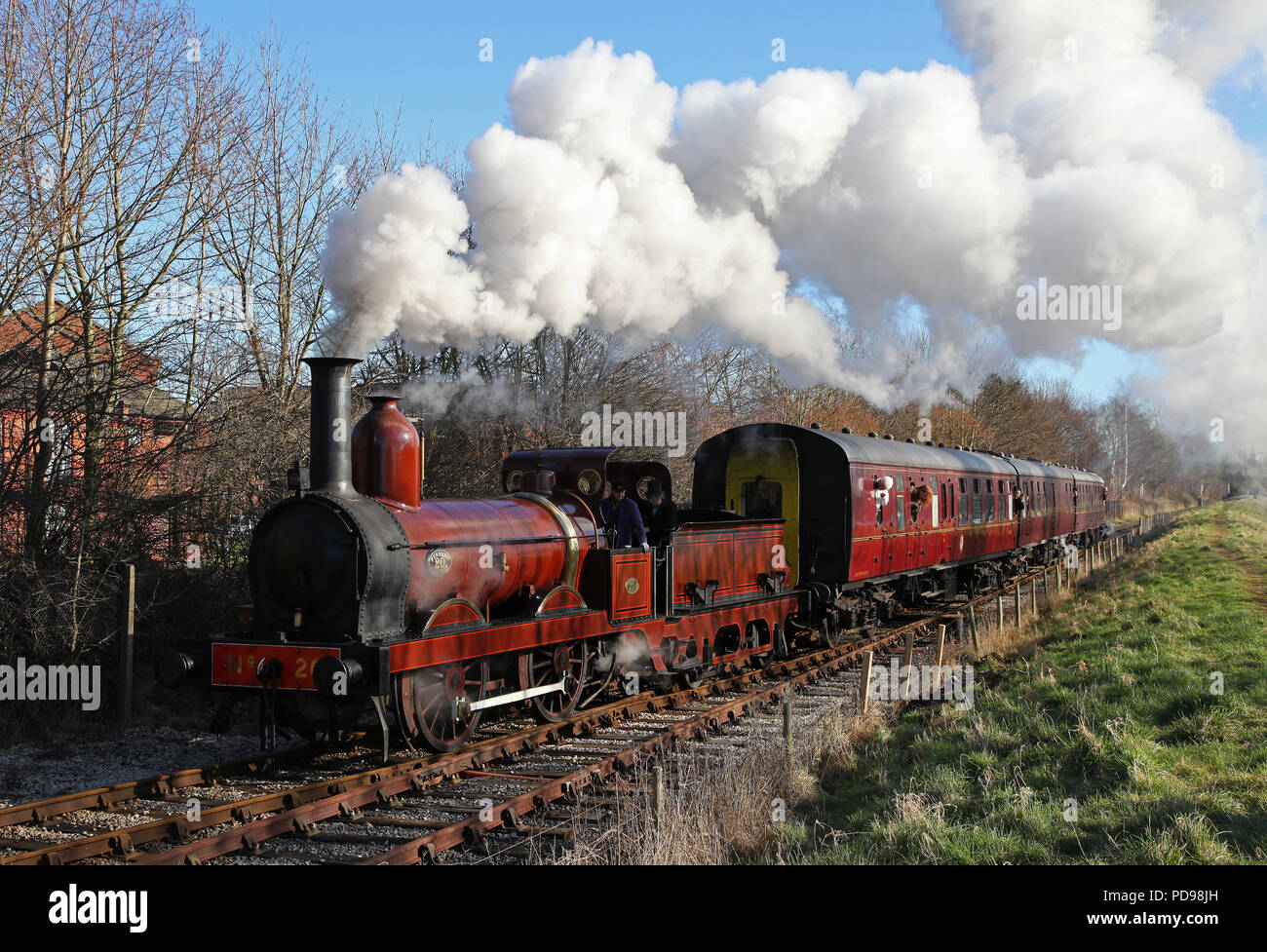 Furness Railway Number 20 heads along the Ribble Railway in Preston Docks. Stock Photo