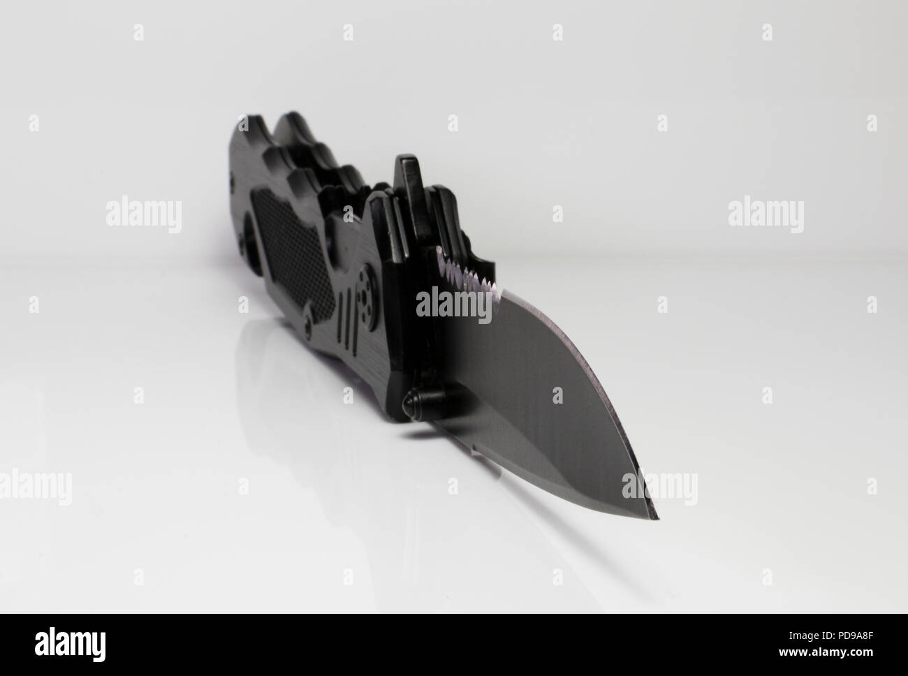 TAC Knife. All black survival knife with serrated knife, seat belt