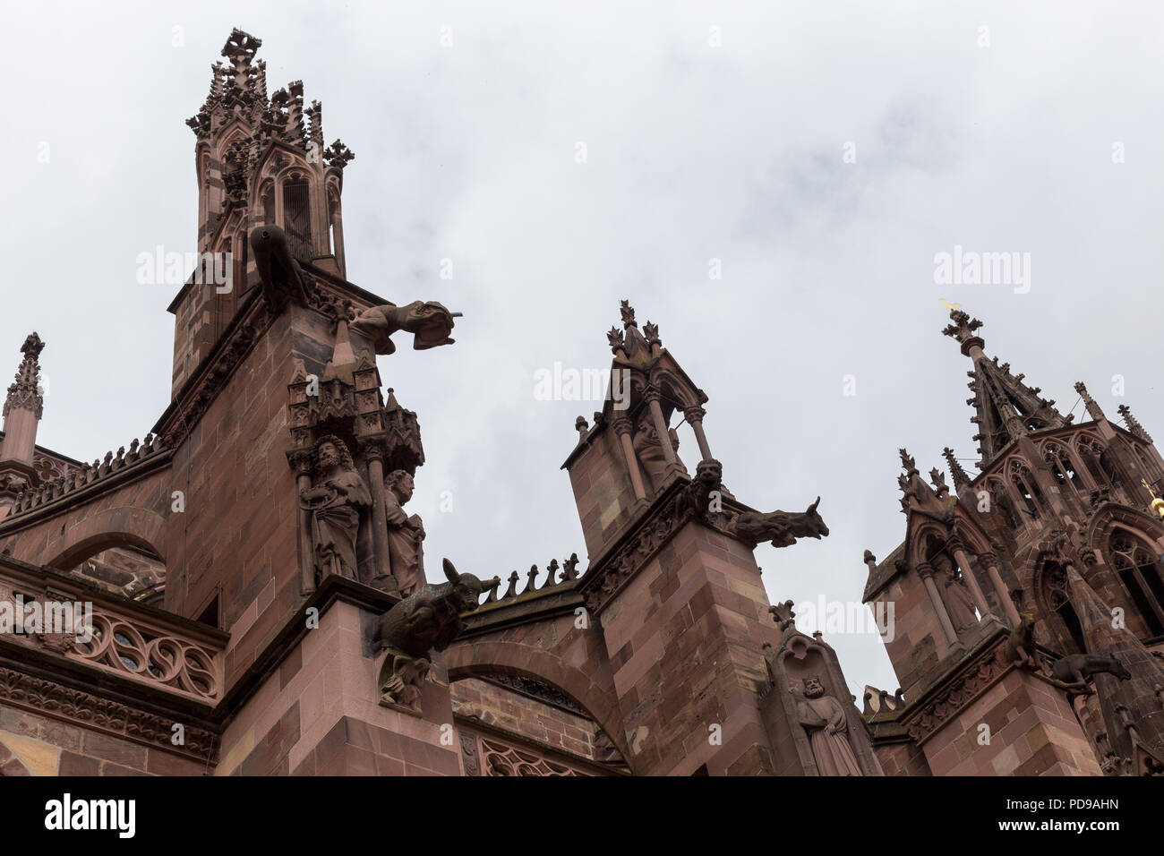 Detail of the top of the gothic Freiburg Minster in Germany Stock Photo