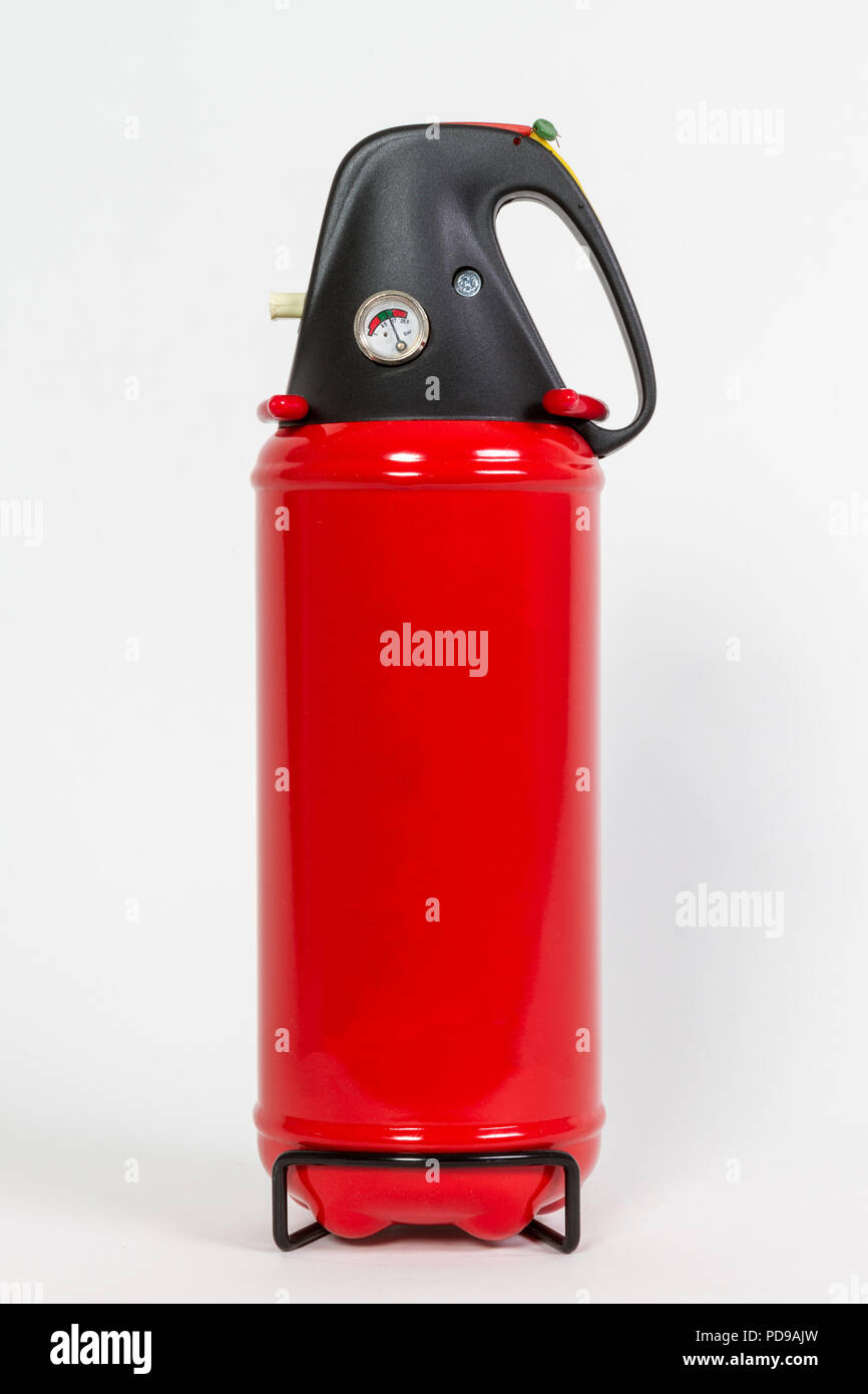 Fire extinguisher red tank isolated on white background Stock Photo Alamy