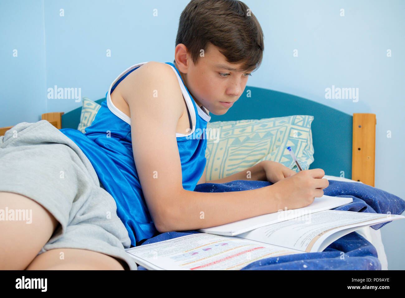 Teen boy age 12 studying hi-res stock photography and images - Alamy