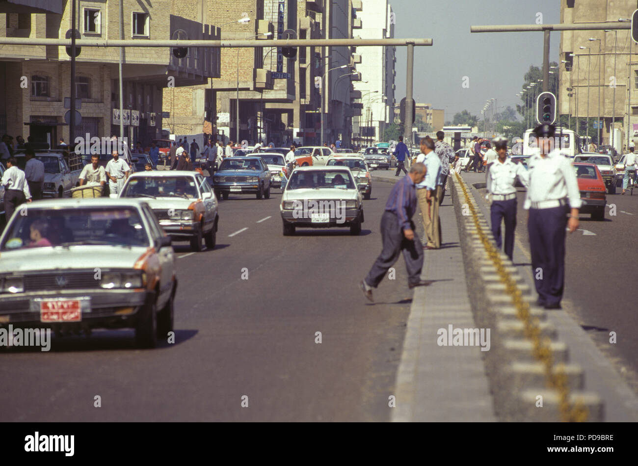 Baghdad, Iraq - October 1995 - A busy street in central Baghdad, Iraqi