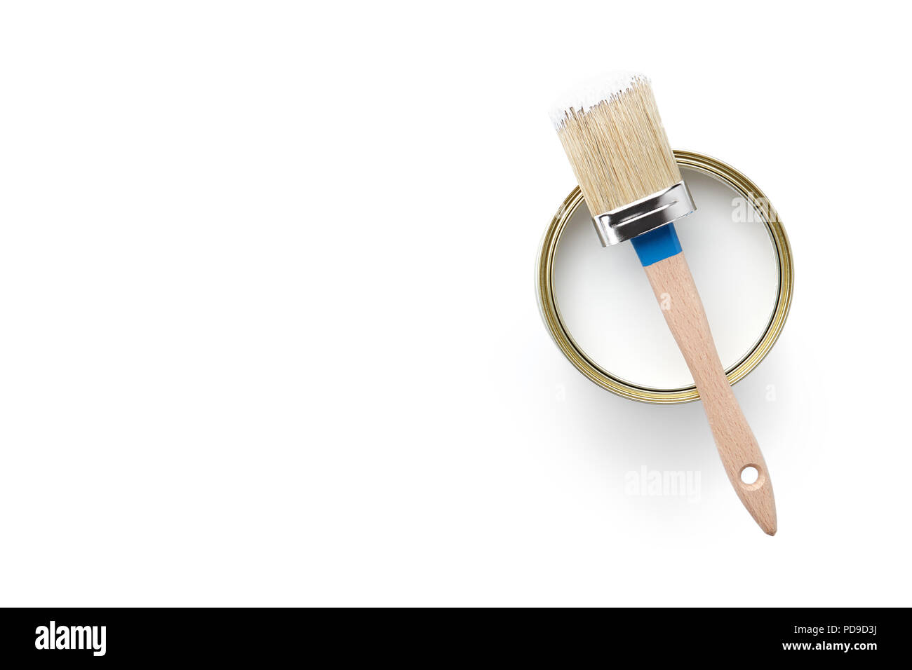 Paint brush and can isolated on white background Stock Photo