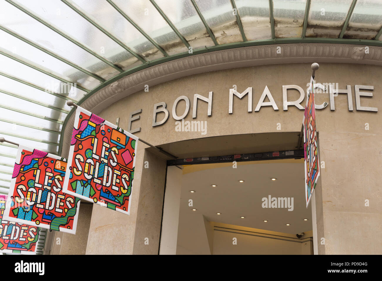 France, Ile-de-france, Paris, Ville De Paris, Le Bon Marche Department Store,  The Interior. Detail Of The Escalators Digital Art by Massimo Borchi -  Pixels