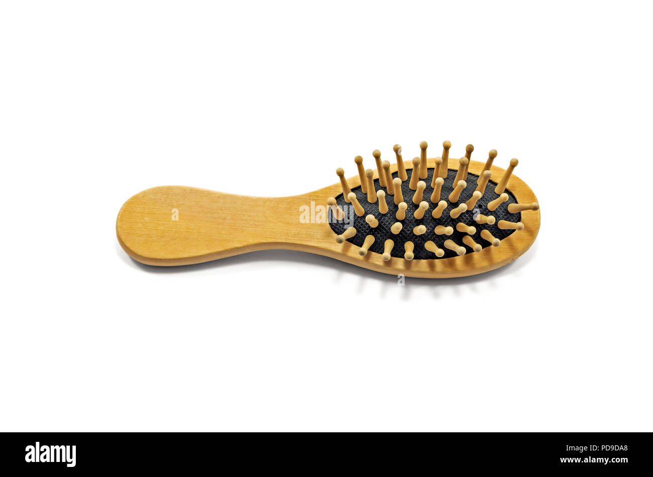 Wooden Comb From Wooden Pins Over White Background Natural Wooden