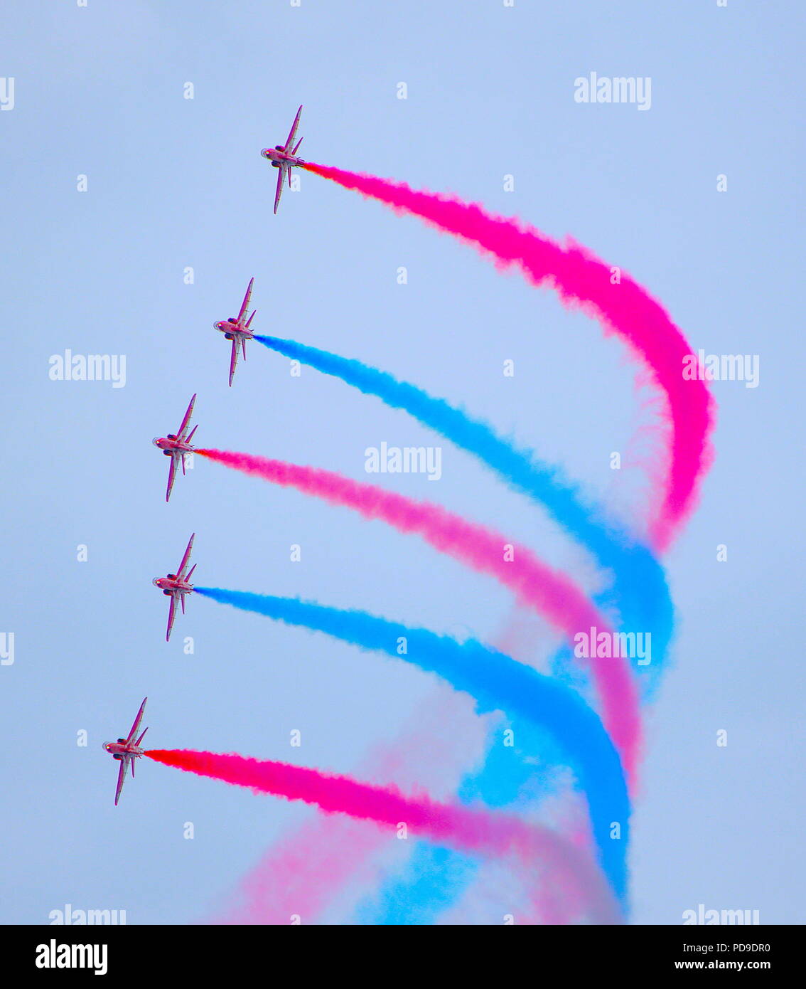 RAF Red Arrows Aerobatic Team Display Stock Photo