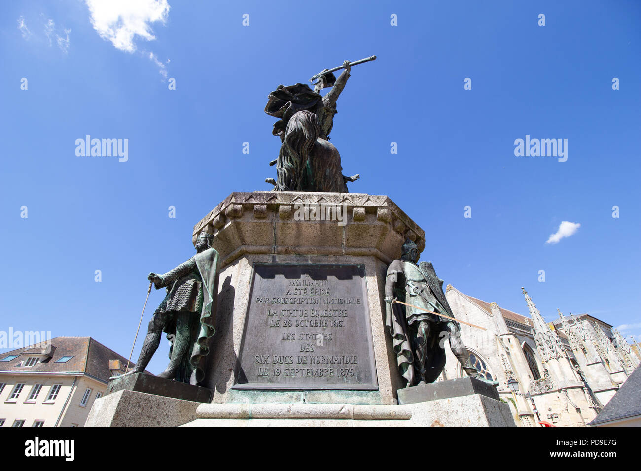 Statue of William the Conqueror in the centre of Falaise, France. Stock Photo