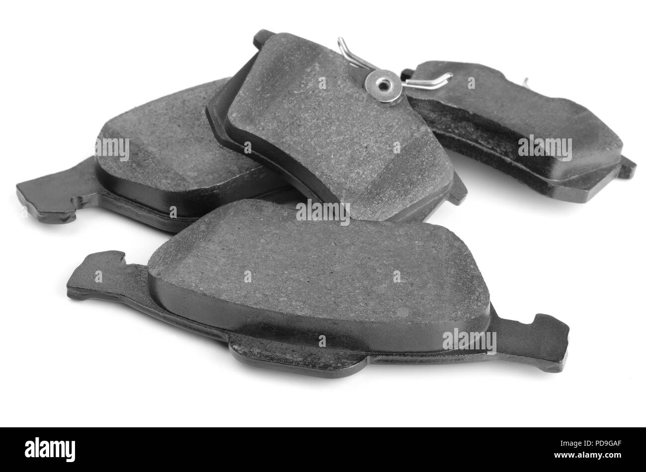 Set of car brake pads isolated on white Stock Photo