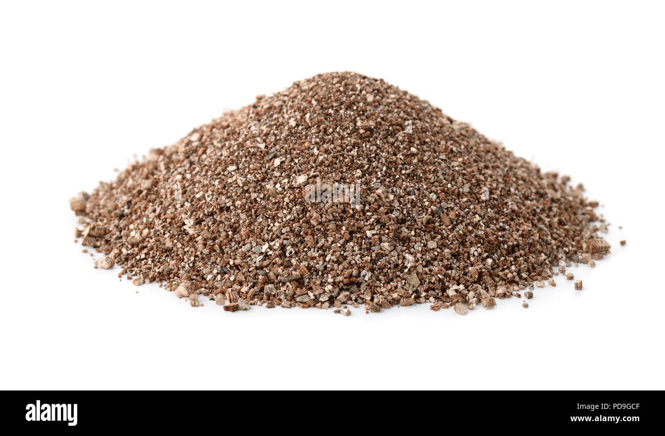 Pile of vermiculite isolated on white Stock Photo