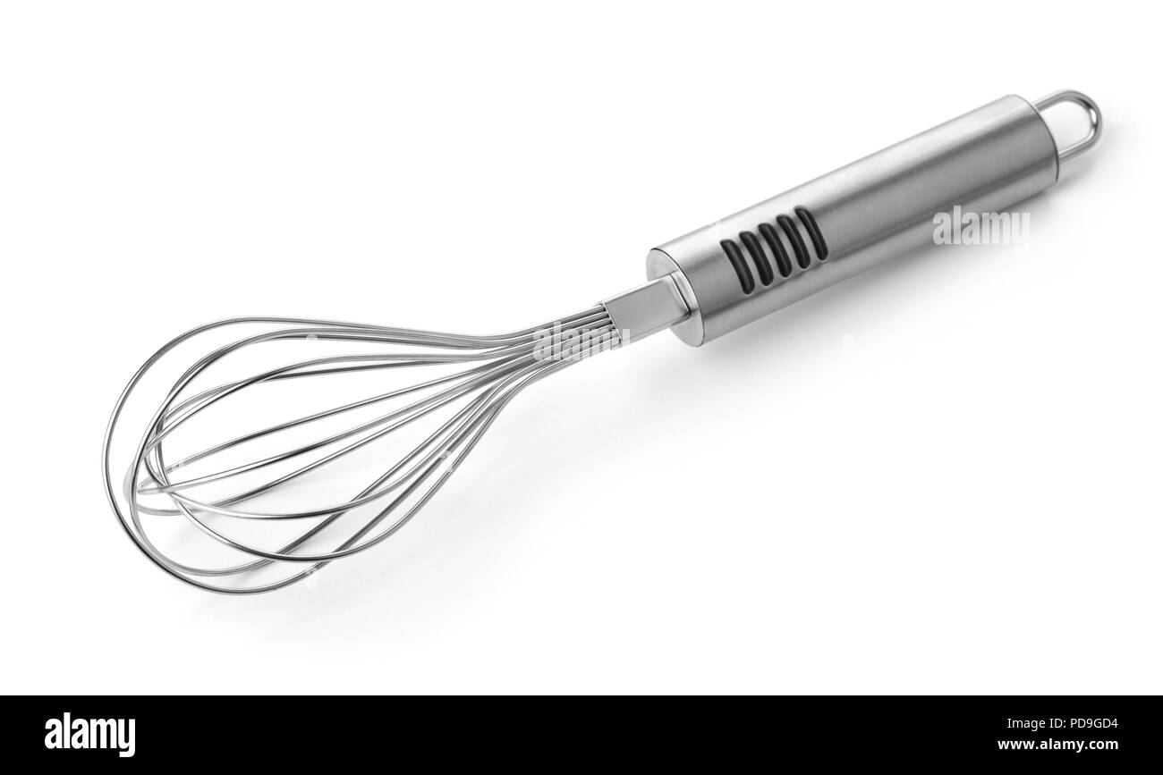 Stainless steel kithen whisk isolated on white Stock Photo