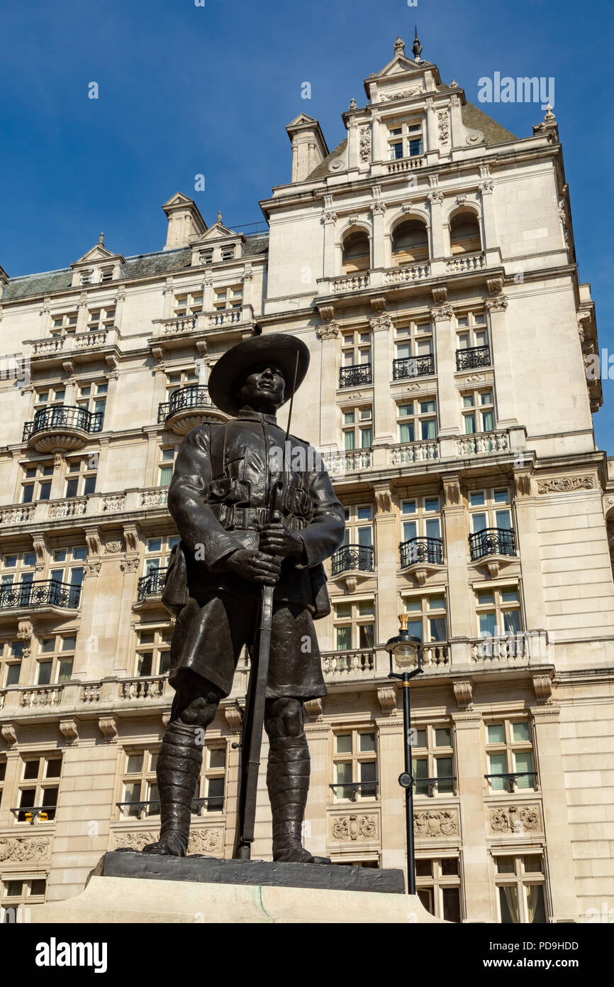 London England August 04, 2018 The Gurkha Soldier statue in Horse Guards Avenue Stock Photo