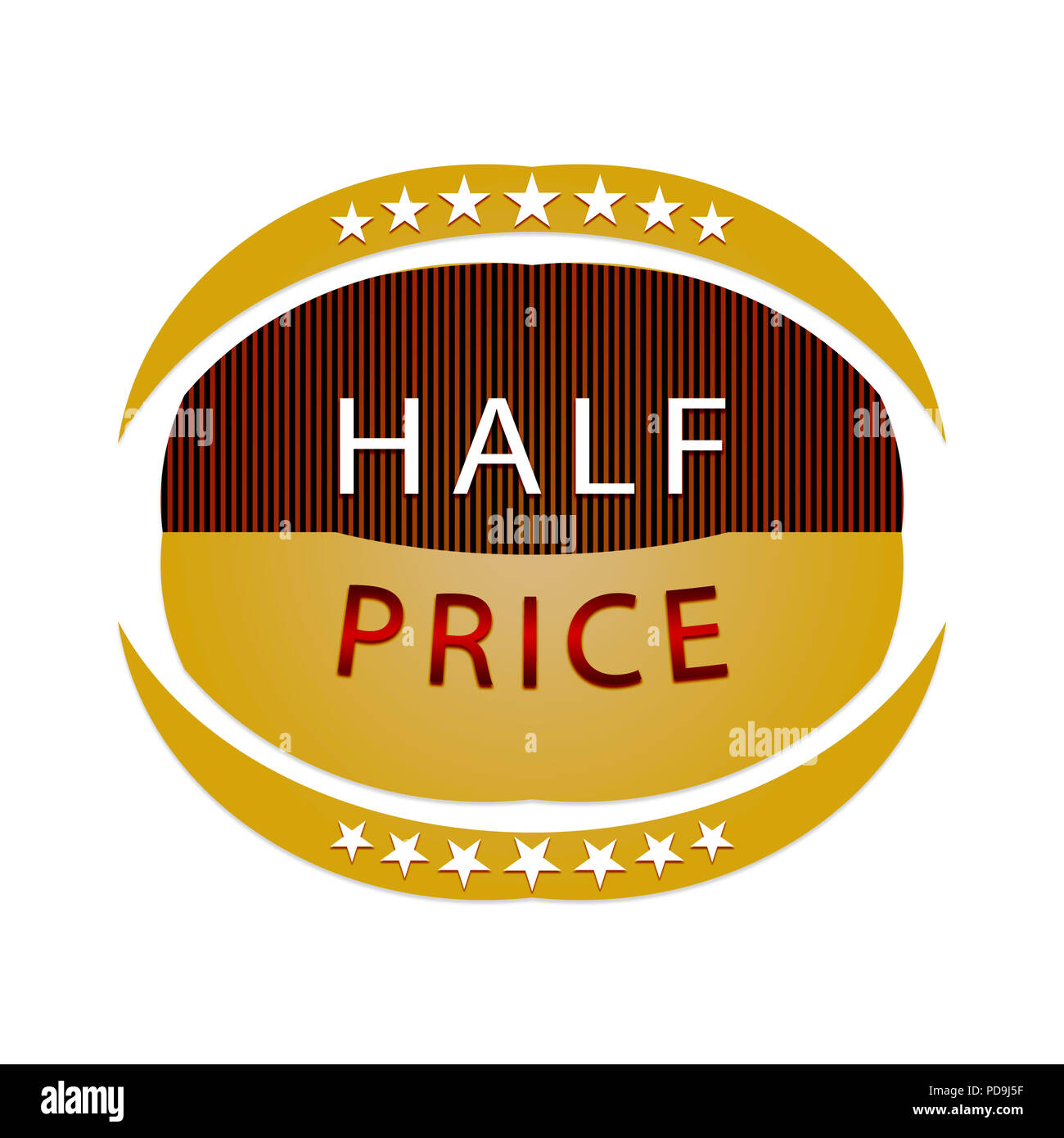 Half price label with stripes and stars Stock Photo