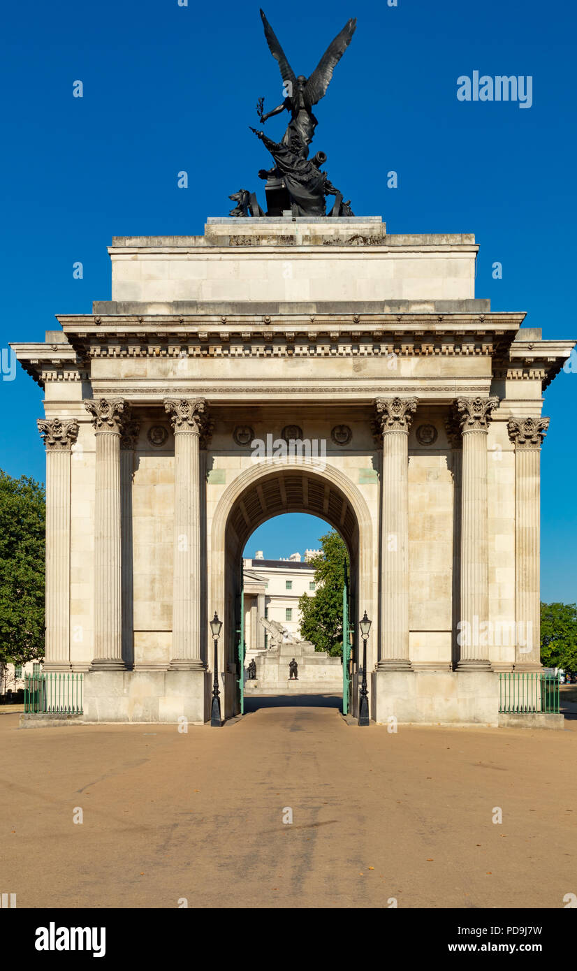 London England August 05, 2018 The Wellington Memorial Arch at Hyde Park Corner Stock Photo