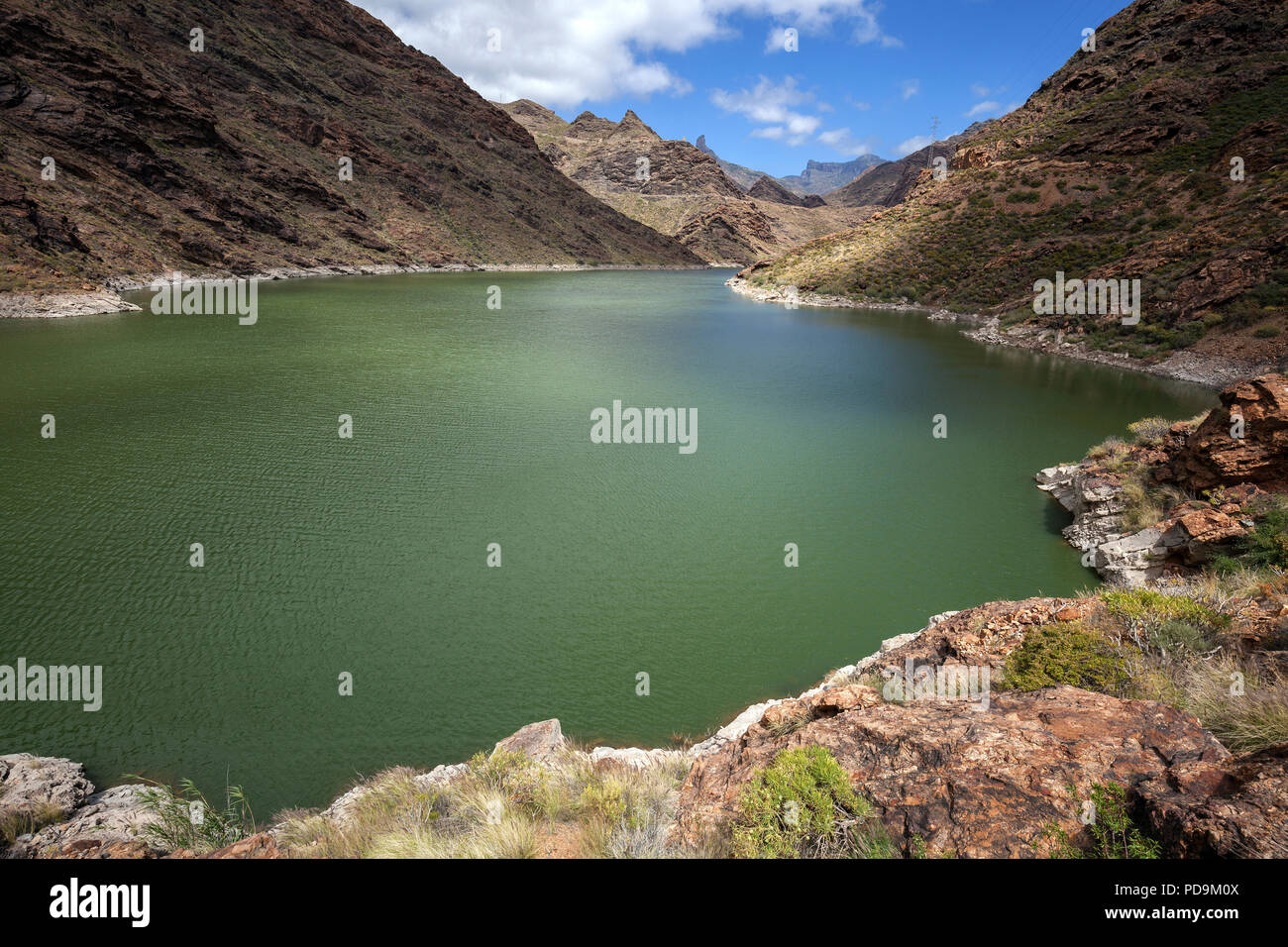 Presa del Parralillo Reservoir, Barranco Tejada, Gran Canaria, Canary Islands, Spain Stock Photo