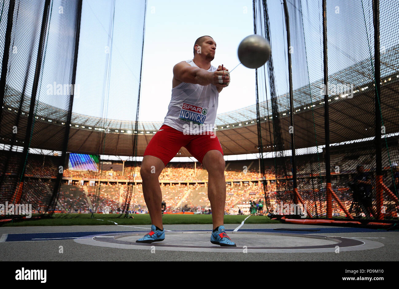 Poland's Wojciech Nowicki in the Men's Hammer Throw Final during day