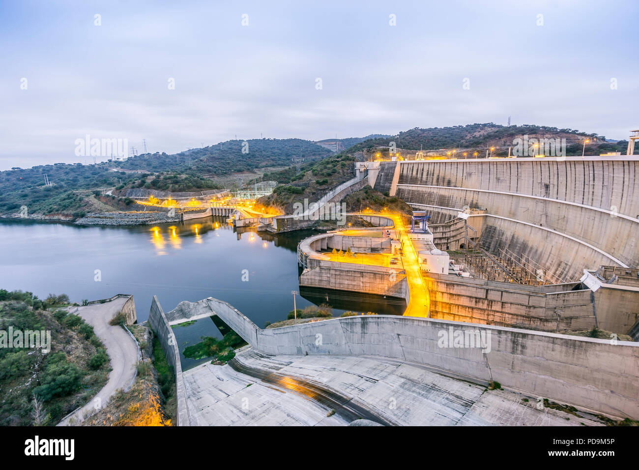 Power plant on Alqueva water dam, Moura, Portugal Stock Photo