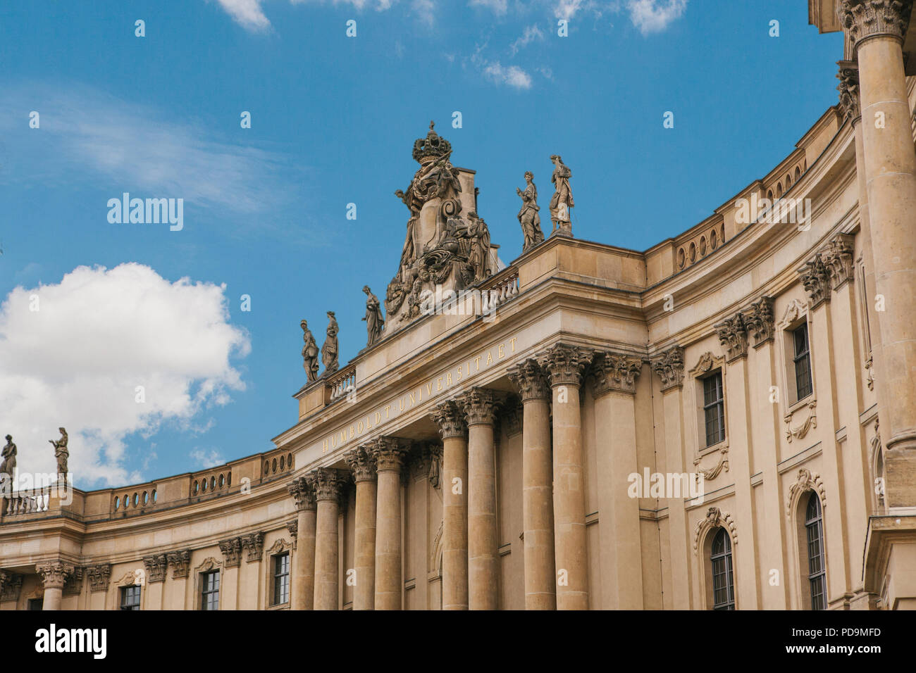Humboldt University against a blue sky on a summer day. Berlin, Germany. Stock Photo