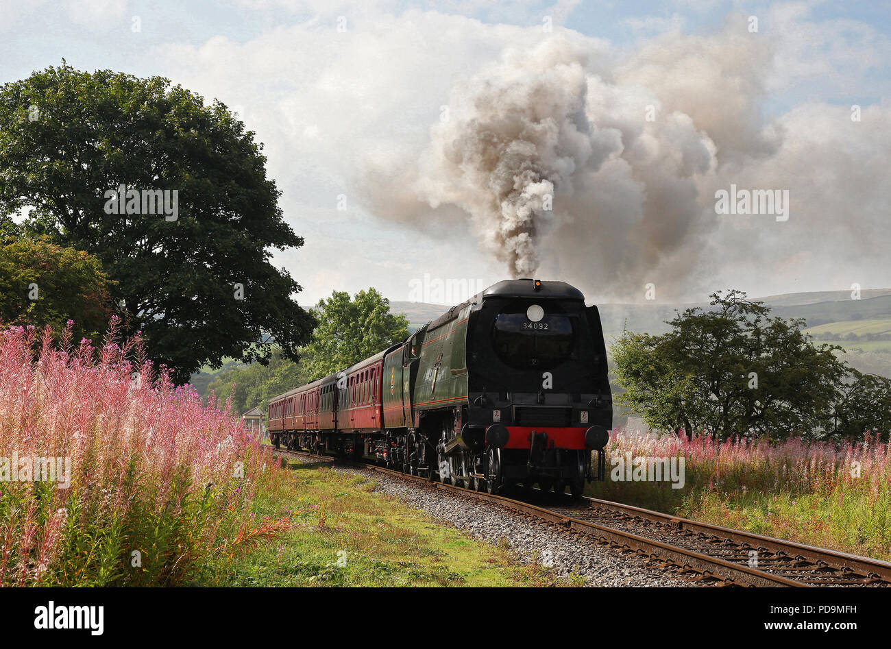 34092 'Wells' heads away from Irwell Vale on the East Lancs Railway on 10.9.15 Stock Photo