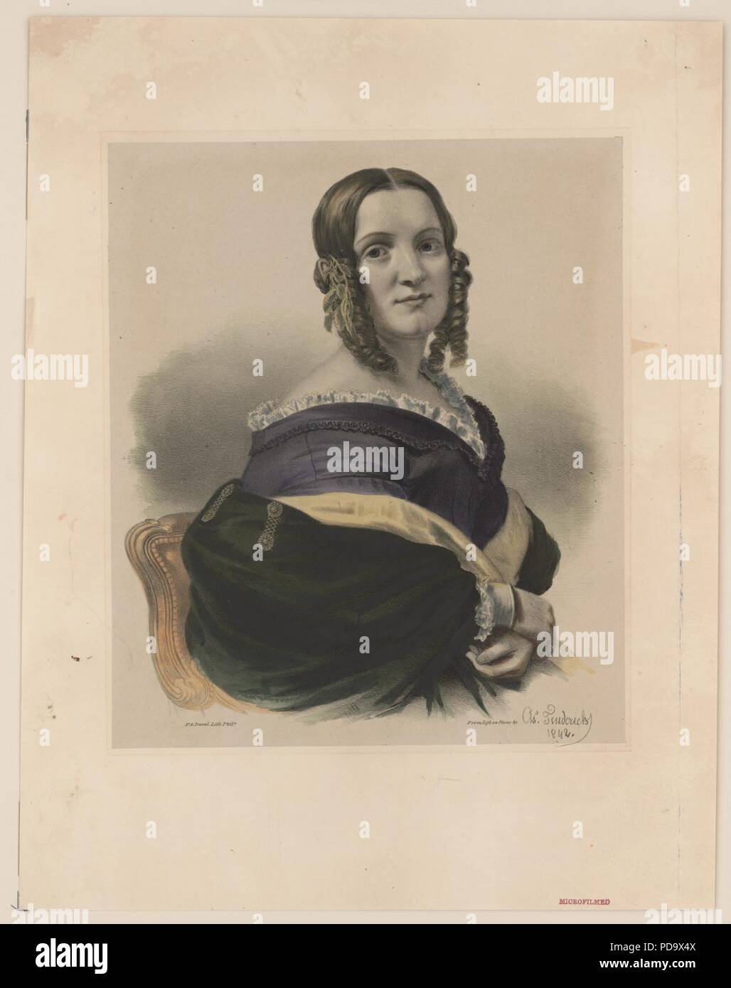 Angelica Van Buren - from life on stone by Chs. Fenderich 1844 ; P.S. Duval Lith. Phila. Stock Photo