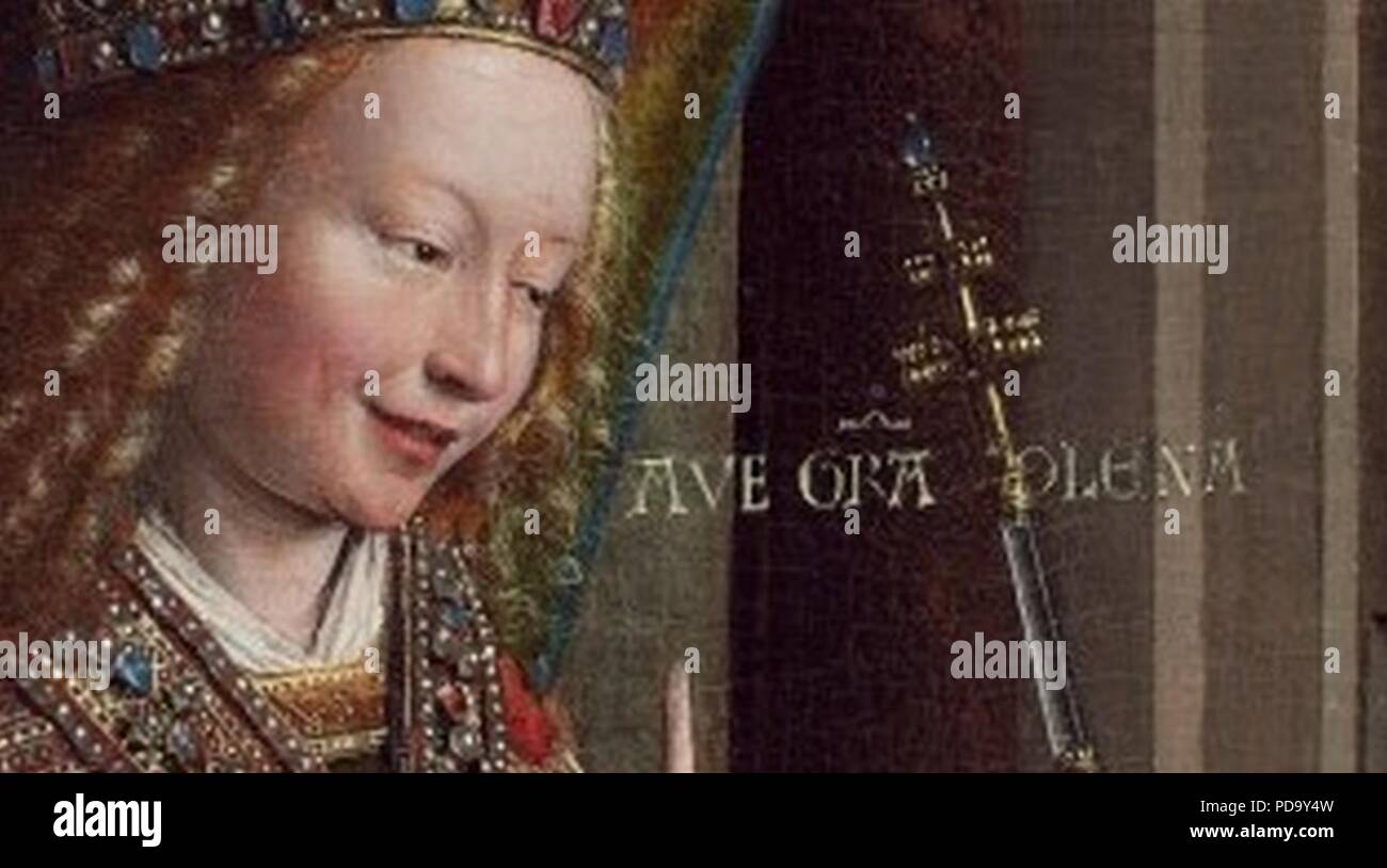 Angel's message - Annunciation (van Eyck Washington) (cropped). Stock Photo
