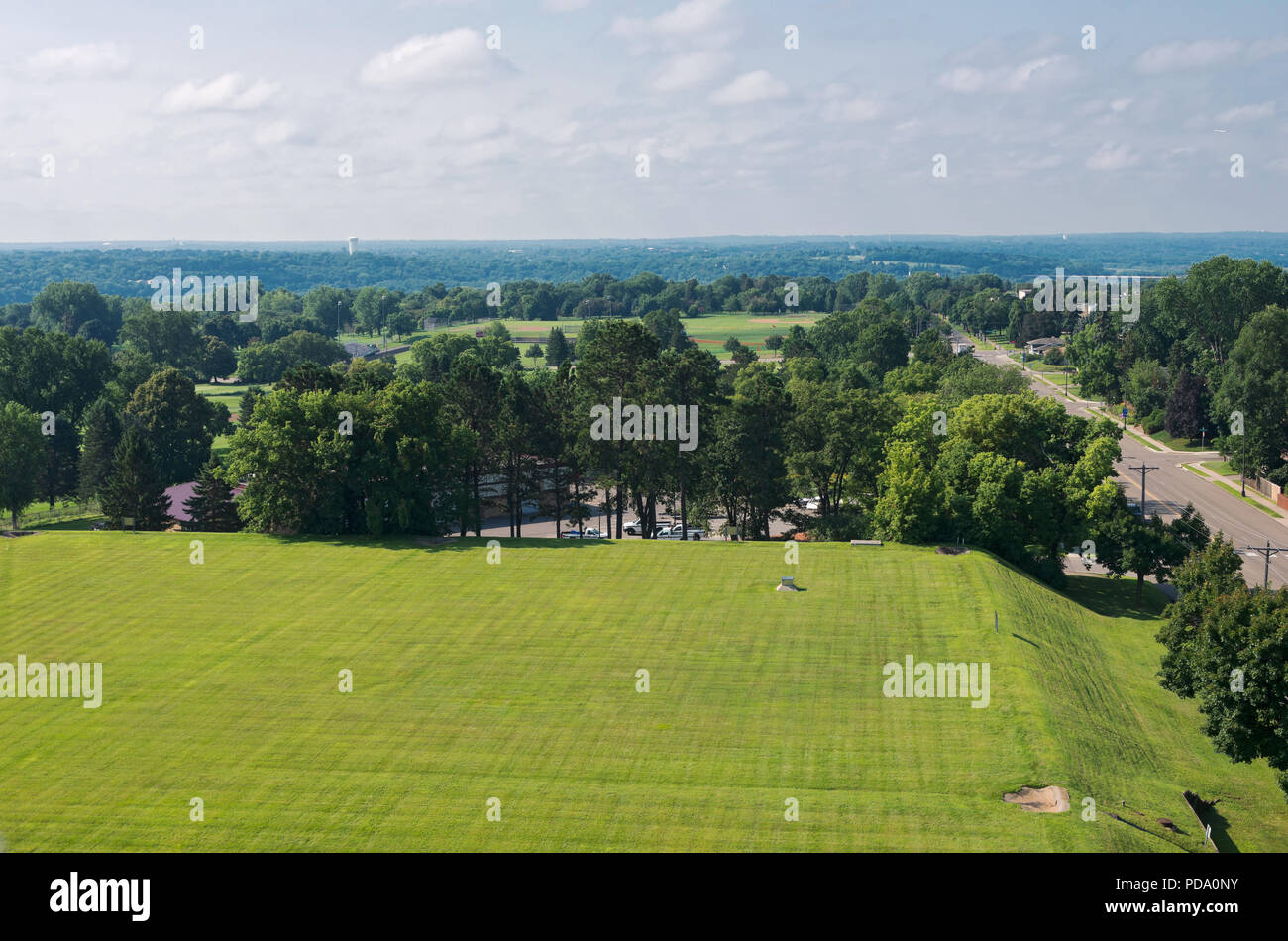 aerial view of highland park along snelling avenue and saint paul in