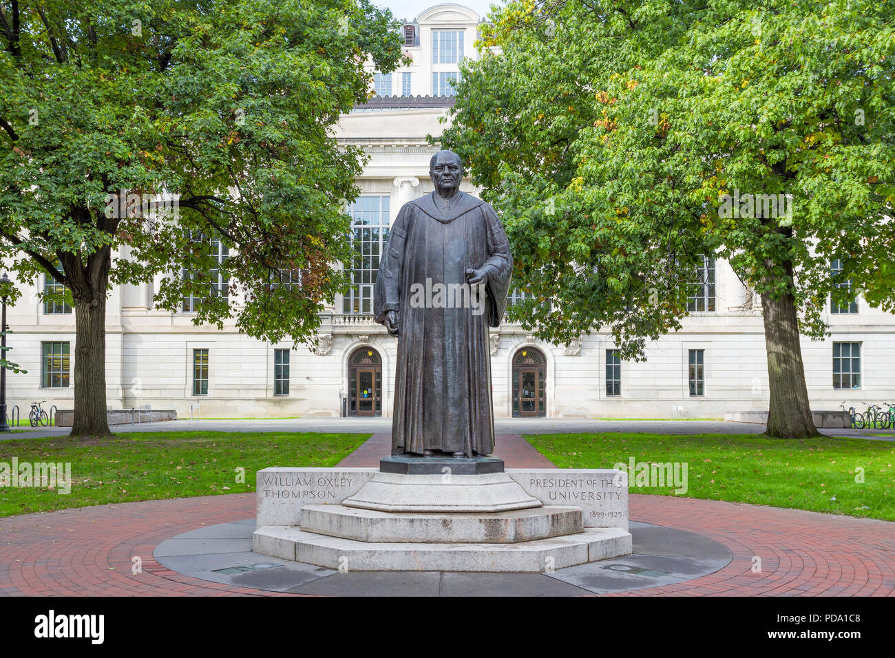 COLUMBUS, OH/USA - OCTOBER 21, 2017: William Oxley Thompson statue on the campus of The Ohio State University. Stock Photo
