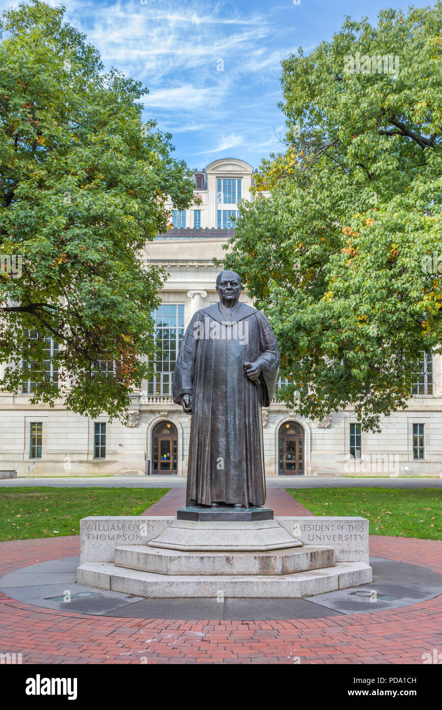 COLUMBUS, OH/USA - OCTOBER 21, 2017: William Oxley Thompson statue on the campus of The Ohio State University. Stock Photo