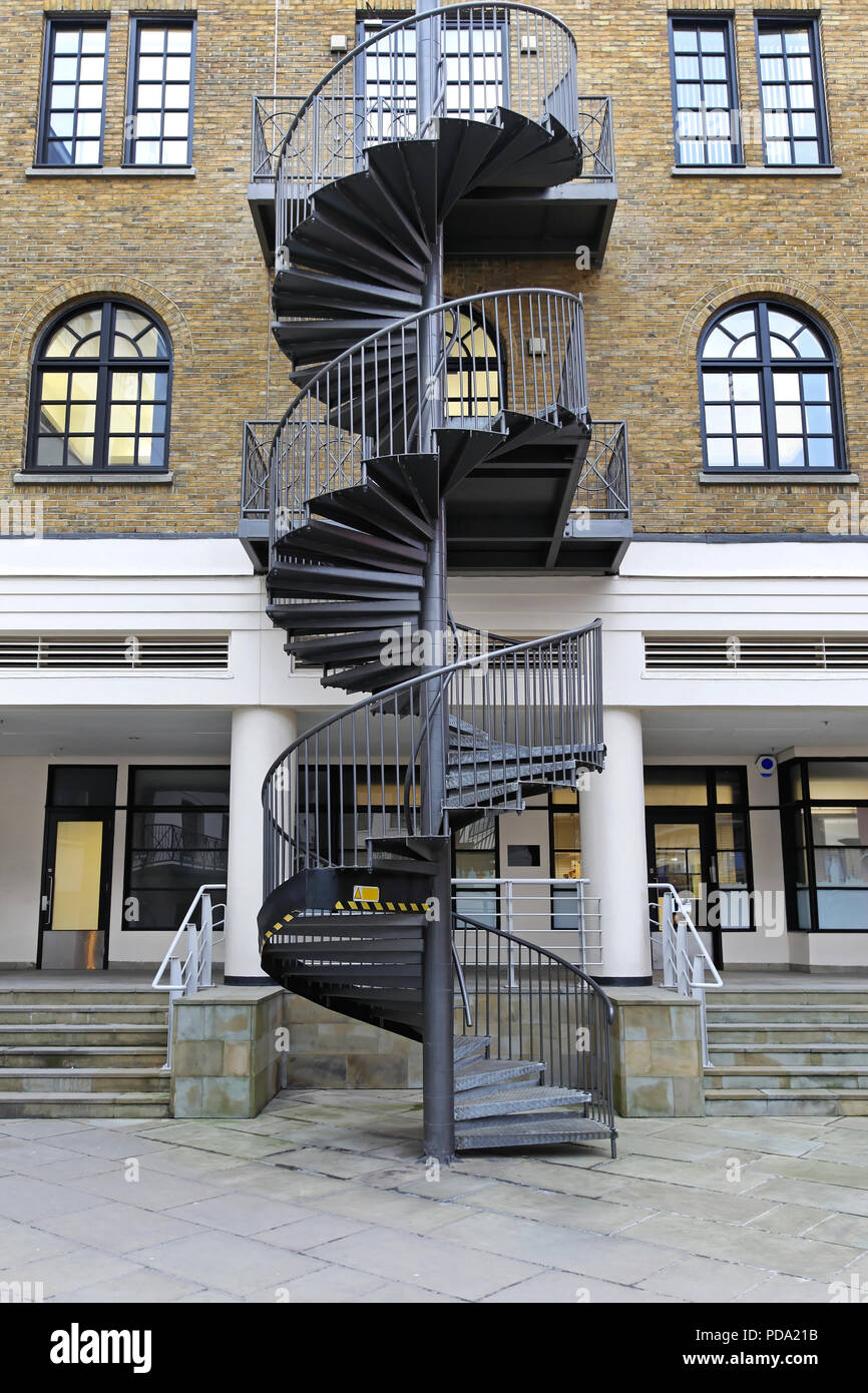 Fire escape spiral staircase made from metal Stock Photo - Alamy