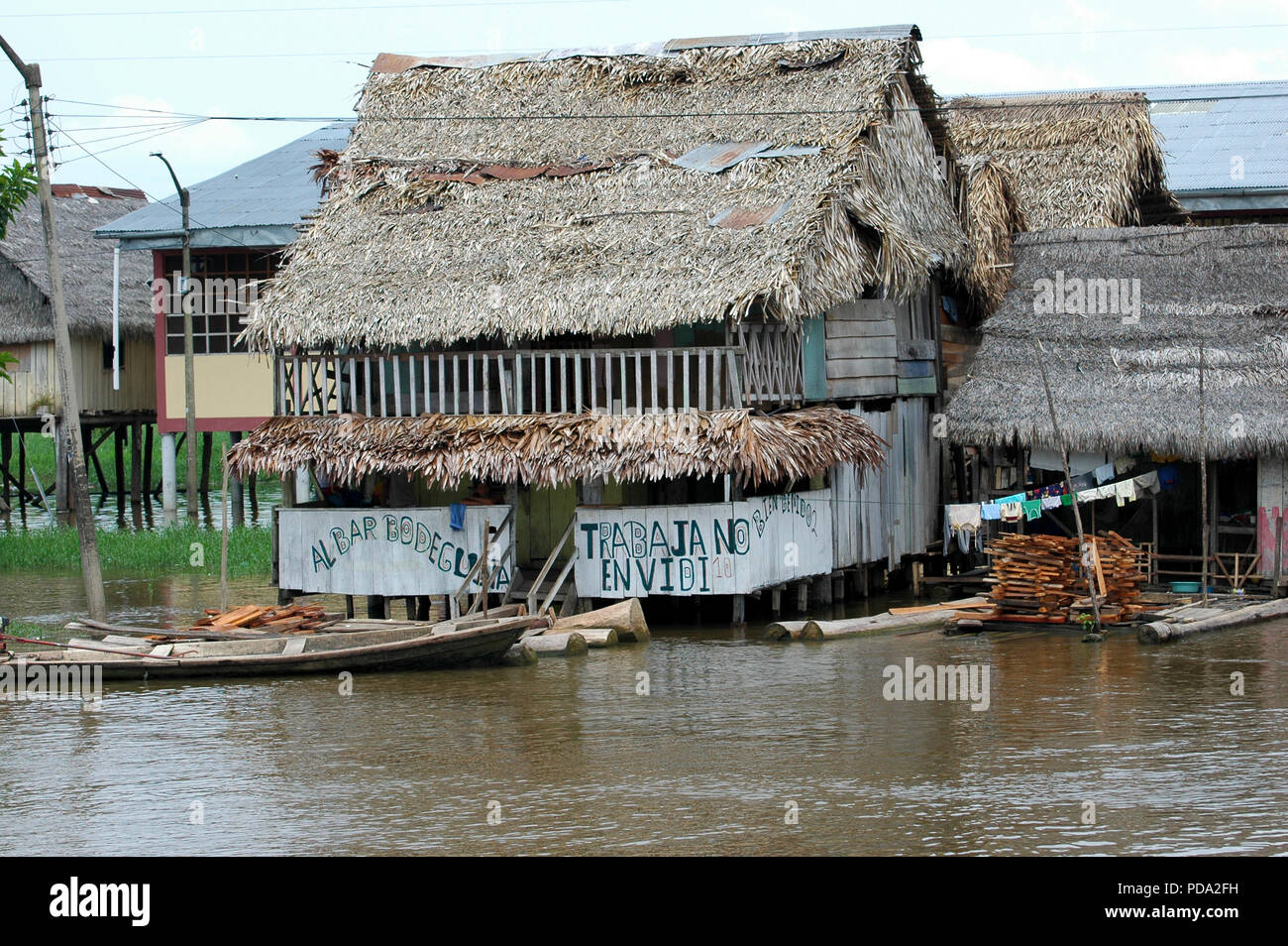 The slums of Belen village in Iquitos, Peru in the Amazon rainforest ...