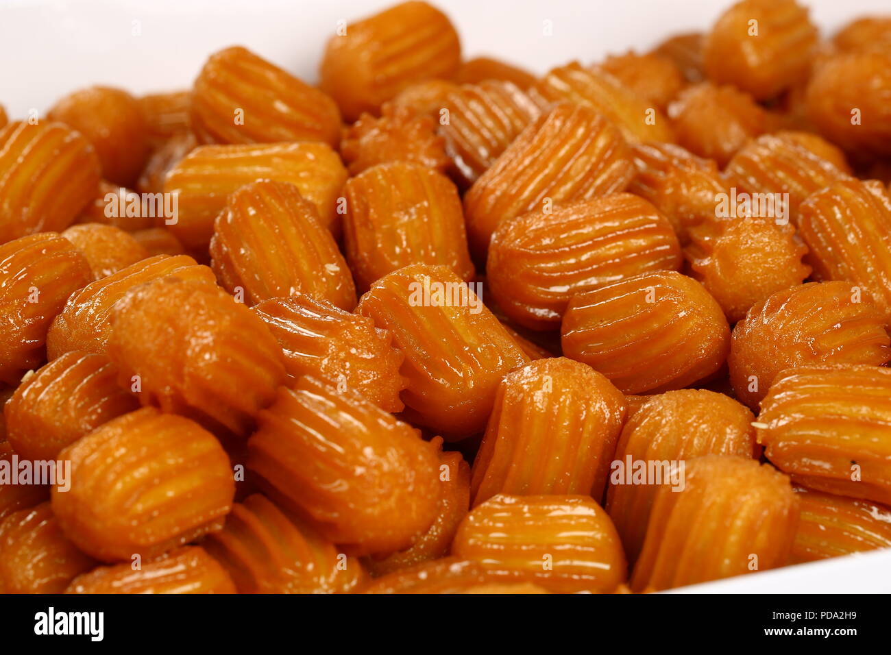 Traditional Turkish dessert tulumba Stock Photo