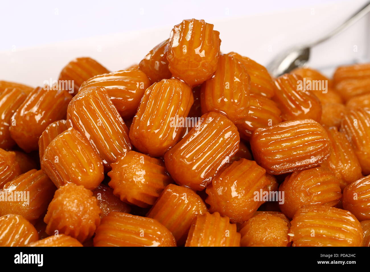 Traditional Turkish dessert tulumba Stock Photo