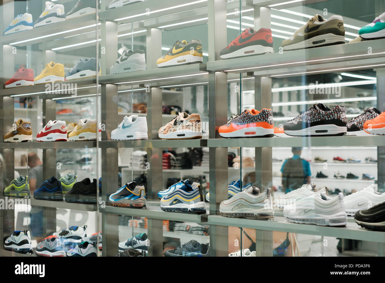 Berlin, Germany - july 2018: Nike sneaker collection / sport shoes in  shopping window at store in Berlin Stock Photo - Alamy