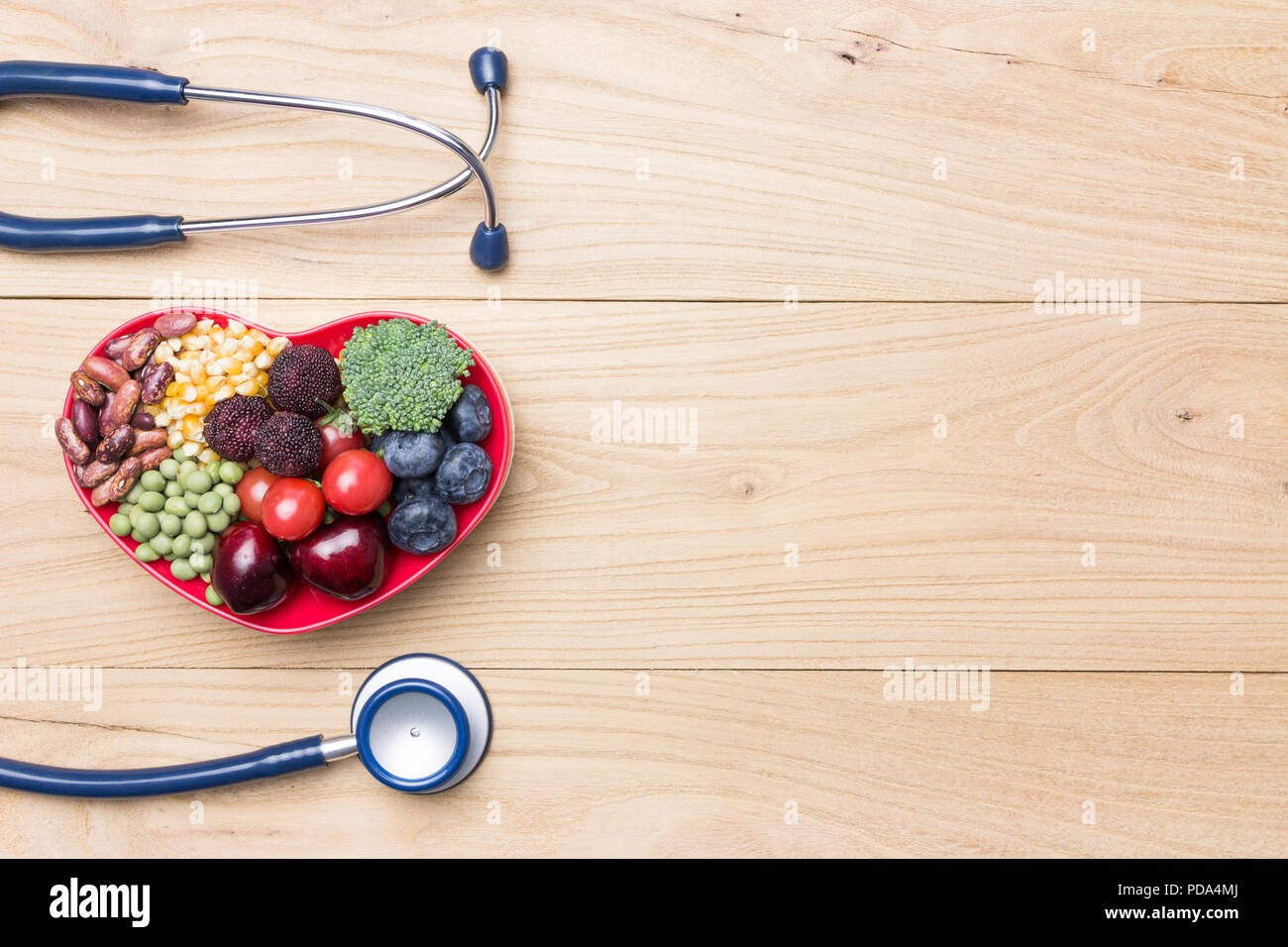 Healthy diet in a heart shaped bowl Stock Photo