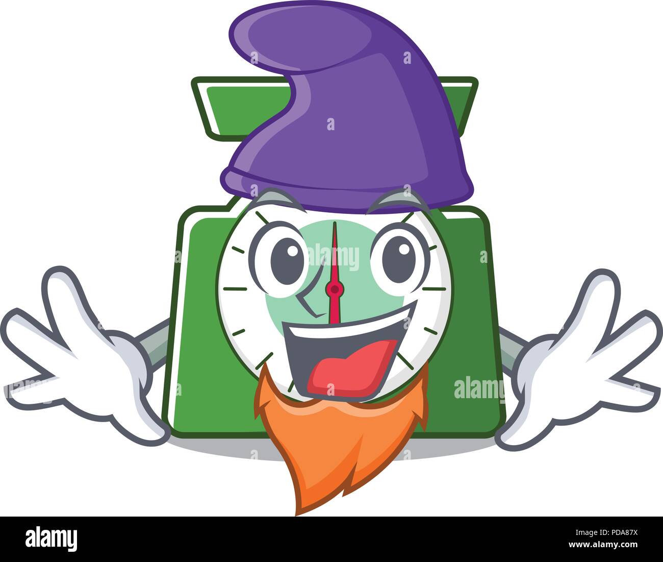 Elf kitchen scale character cartoon Stock Vector