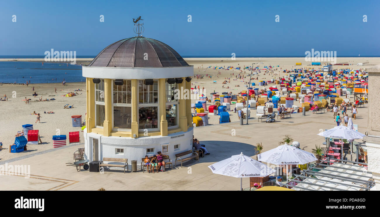 Panorama of the little music house on the boardwalk of Borkum, Germany Stock Photo