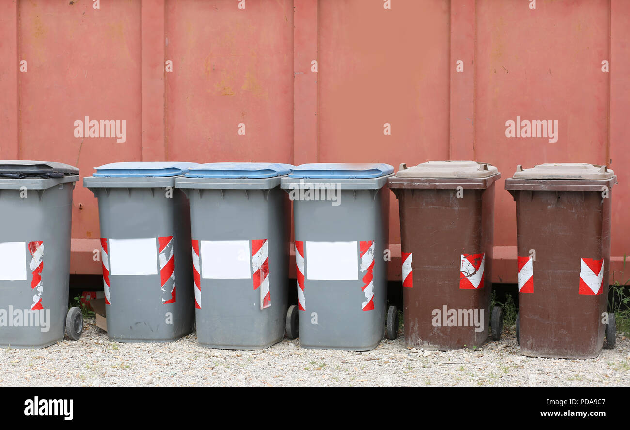 many plastic containers for recycling waste to properly dispose of all