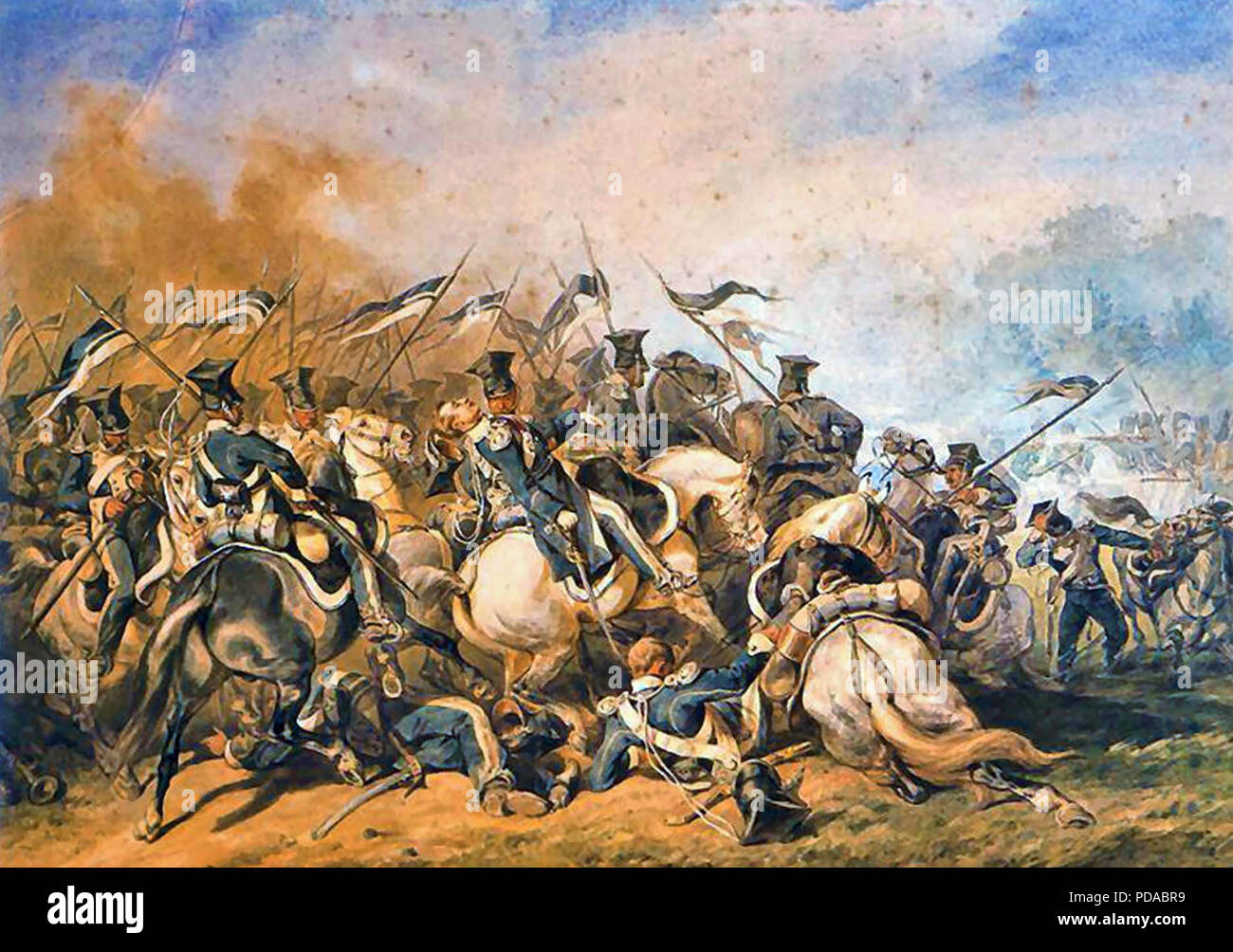 NOVEMBER UPRISING (1830-1831) aka Polish-Russian War or Cadet Revolution.The Battle of Ostroléka,;painted by Julius Kossak in 1873 Stock Photo