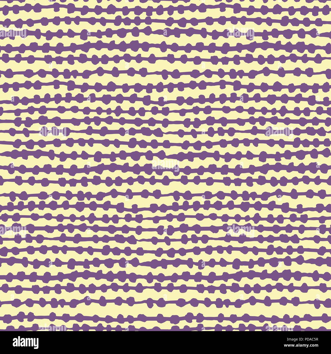Seamless vector abstract pattern. Thin thread with small lilac beads. Repeating texture with circles for fabric, textile, craft Stock Vector