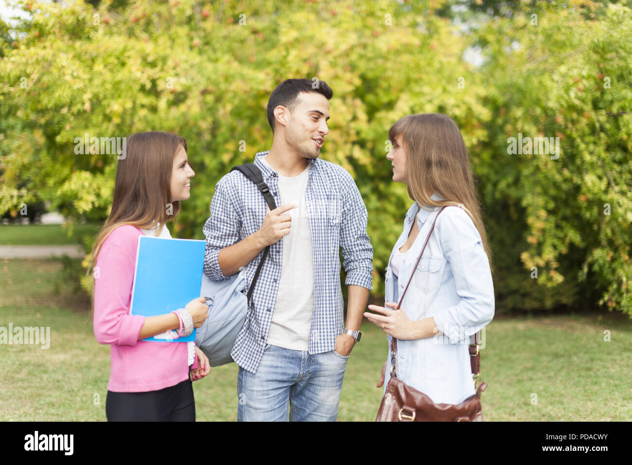 Outdoor portrait of a group of smiling students Stock Photo - Alamy
