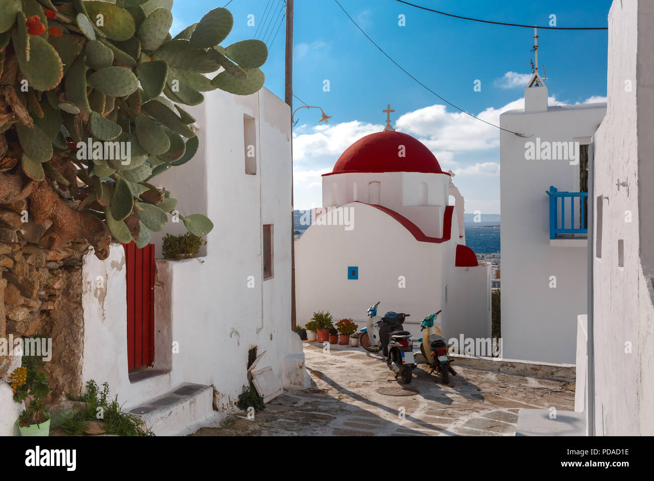 Typical Greek white Church on island Mykonos, Greece Stock Photo - Alamy