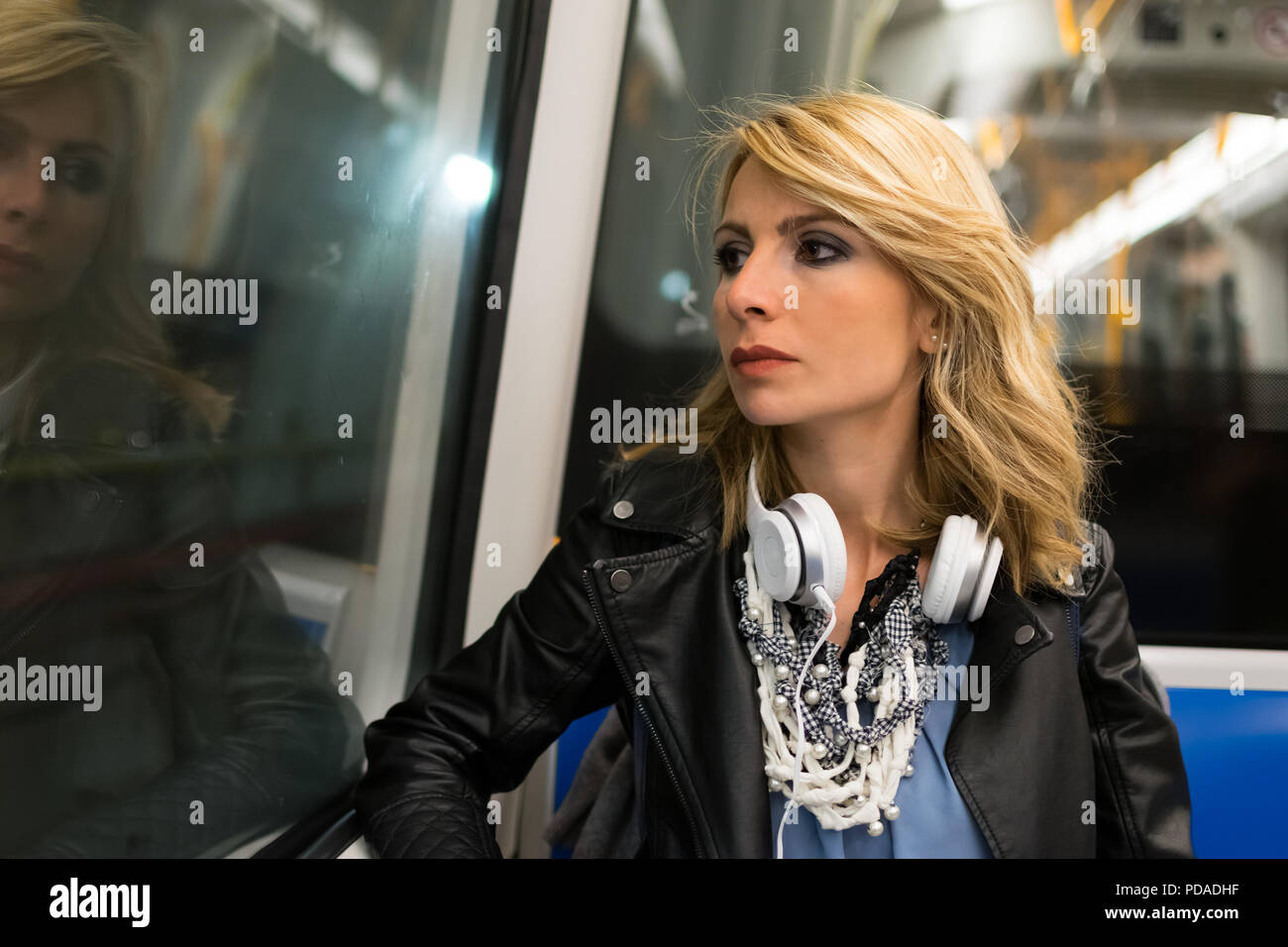 Woman in a subway hi-res stock photography and images - Alamy