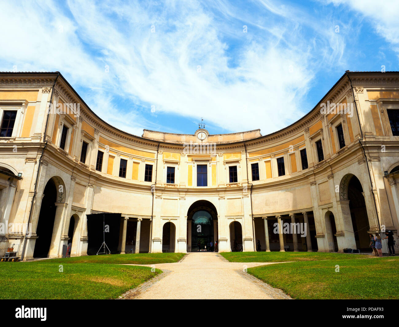 Rear facade with semi-circular portico loggia overlooking the interior courtyard - National Etruscan Museum of Villa Giulia - Rome, Italy Stock Photo