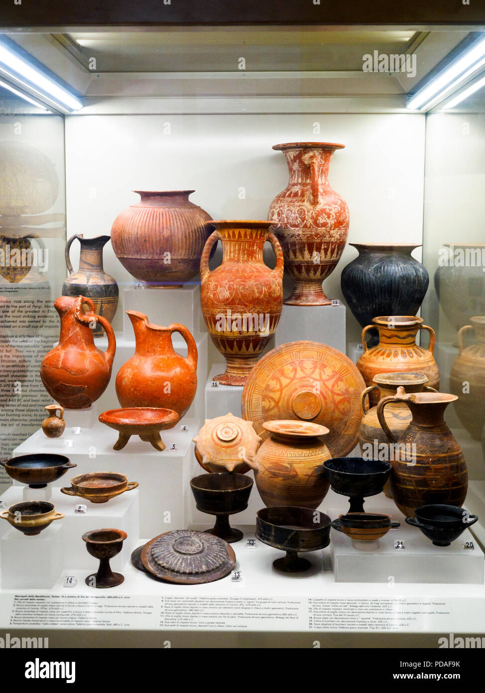 Pottery from the necropolis of Banditaccia - National Etruscan Museum of Villa Giulia - Rome, Italy Stock Photo